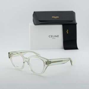 Celine CL50132I 093 Cat Eye Eyeglasses 51mm - Shiny Light Green